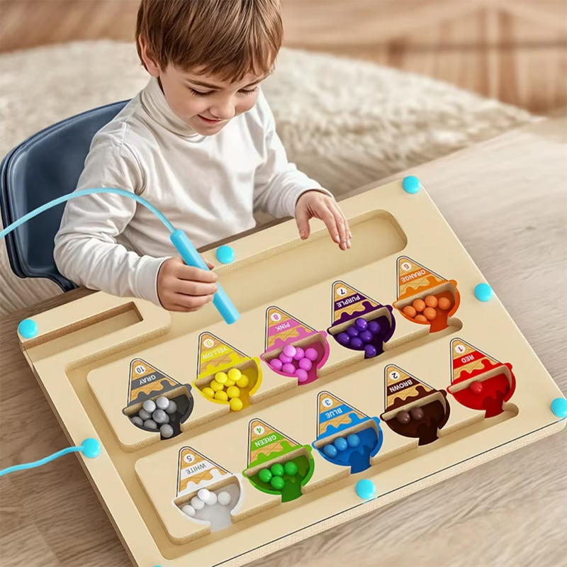 Kids Education Number - Eiscreme Magnetisches Farb- und Zahlenlabyrinth Holzmagnet