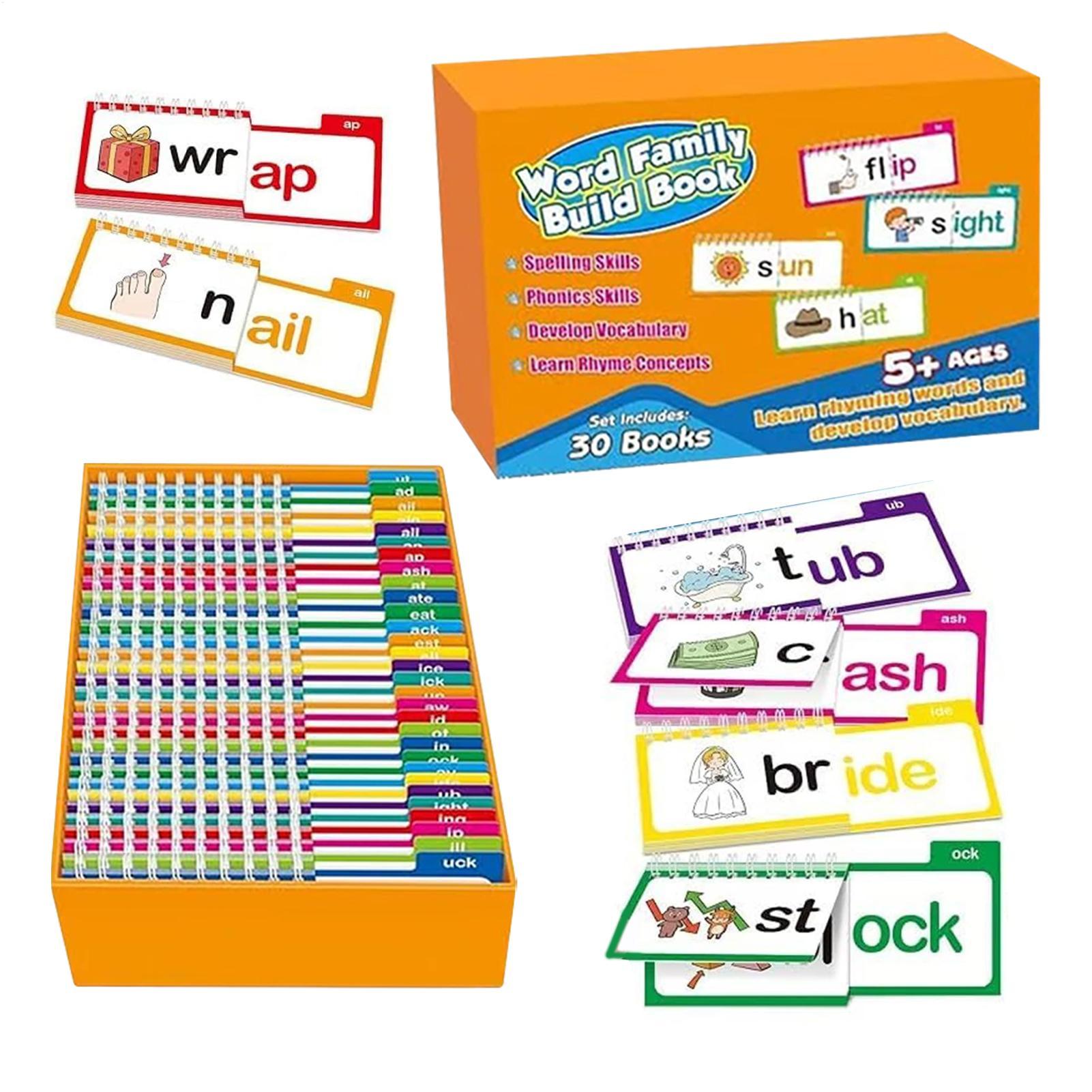 Kids Education Rhymes - Lesekarten 30 Lesen- und Reim-Flipbooks Wortfamilien-Buchset