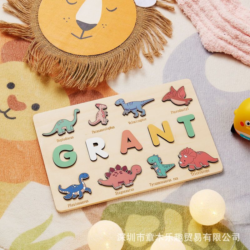Holz-Dinosaurier-Namenpuzzle-B – Kids Education Name Bewertung und Preis