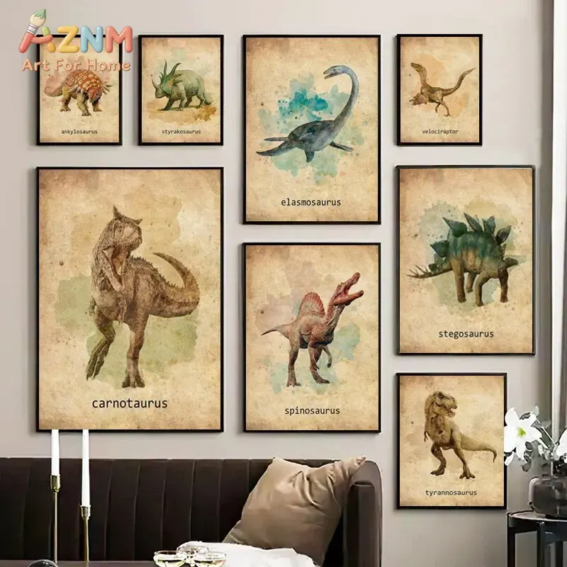 AZNM Vintage Dinosaurier-Leinw – Kids Education Name Bewertung und Preis
