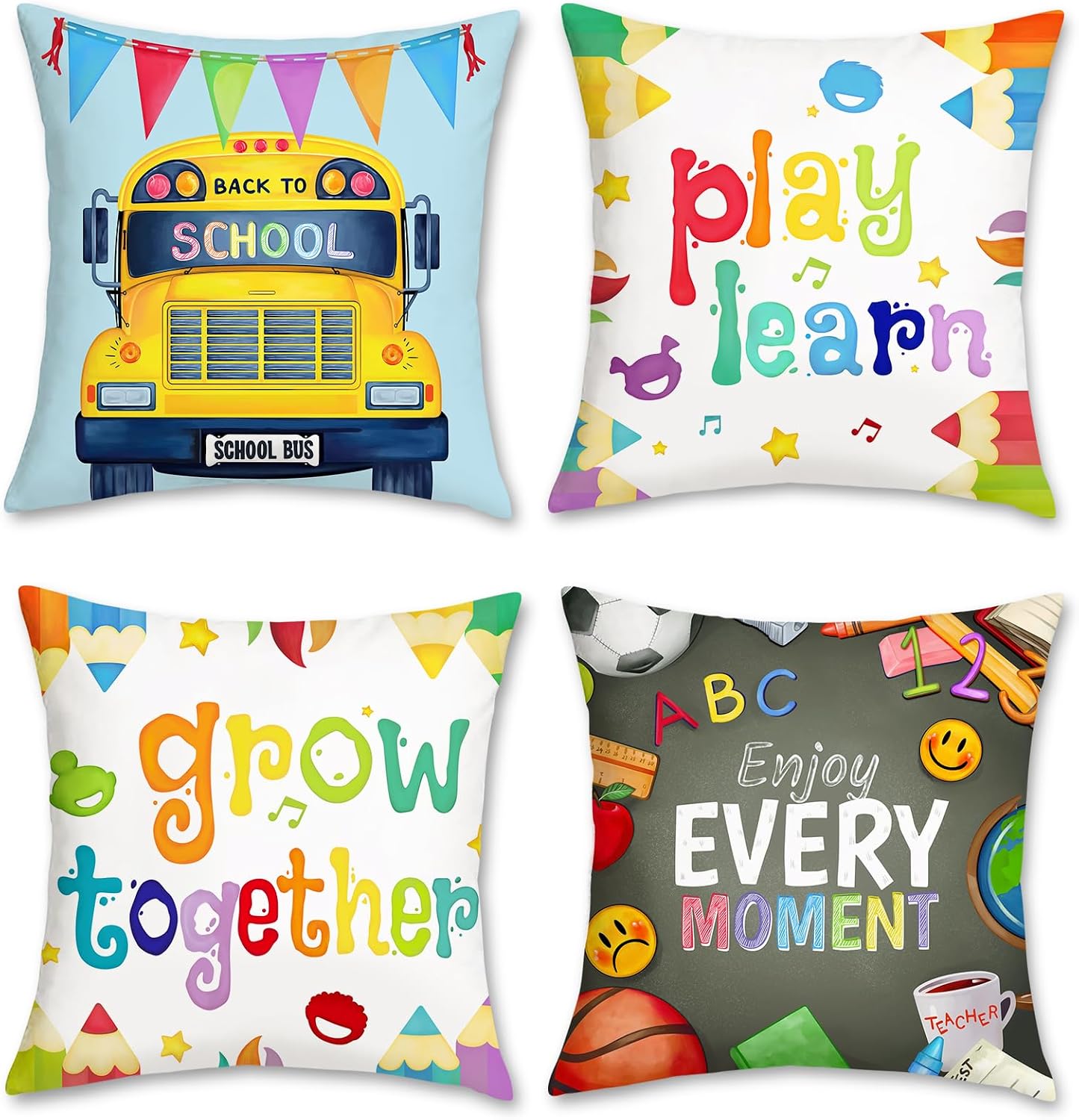 4er-Pack Kissenbezüge für den  – Kids Education Motivation Bewertung und Preis